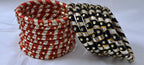 Red and black colour traditional kundan n gotta patti bangles with zari box  (set of 14 bangles)