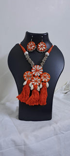 Stunning handmade Kutch Glass work necklace with matching glass work earrings
