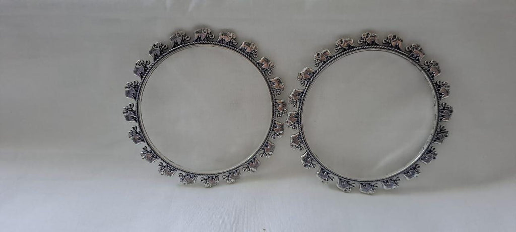 Traditional silver oxidised bangles