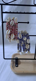 Blue and red colour traditional zari thread and kori bangles (set of 10 bangles)