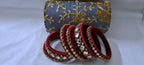 Maroon colour traditional thread kundan bangles with zari bangle box
