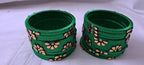 Green colour traditional thread kundan bangles with zari bangle box