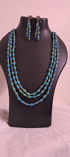 Blue paper beads necklace set