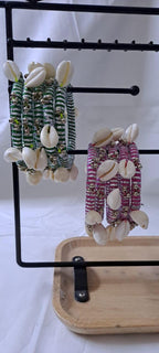 Pink and green colour traditional zari thread and kori bangles (set of 10 bangles)