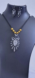 Terracotta owl pendant necklace