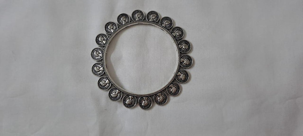 Combo offer of 3 single traditional silver oxidised bangles