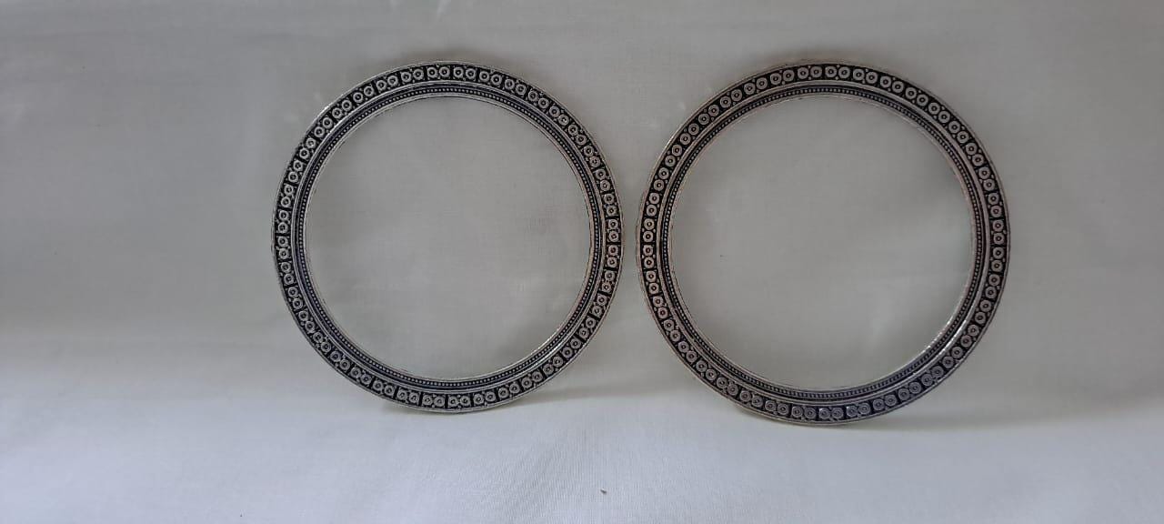 Traditional silver oxidised bangles