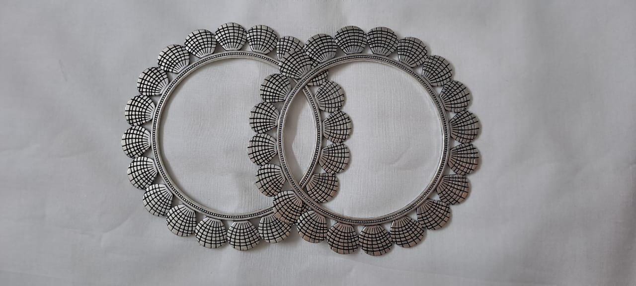 Traditional silver oxidised bangles