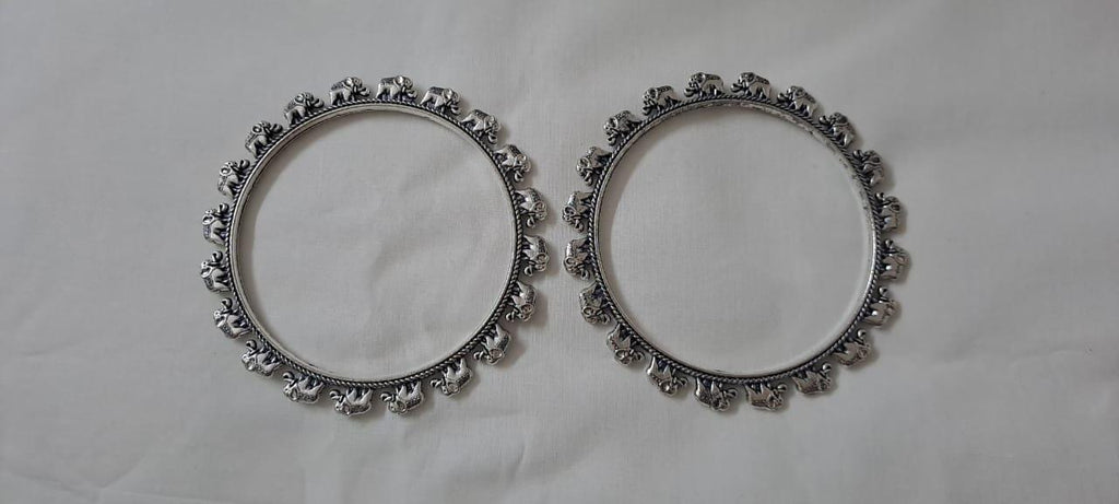 Traditional silver oxidised bangles