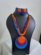 Handmade crochet necklace set with matching earrings