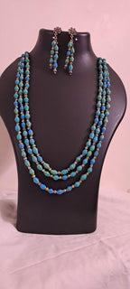 Blue paper beads necklace set