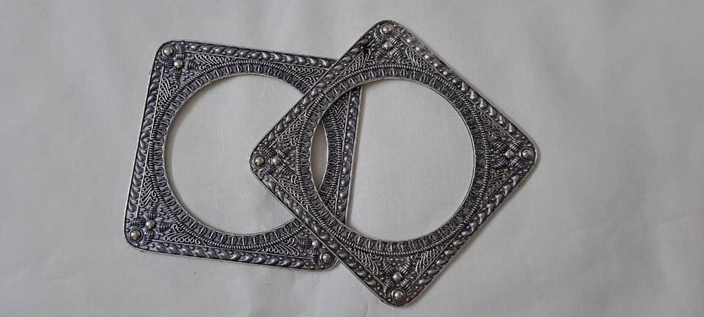 Traditional silver oxidised bangles