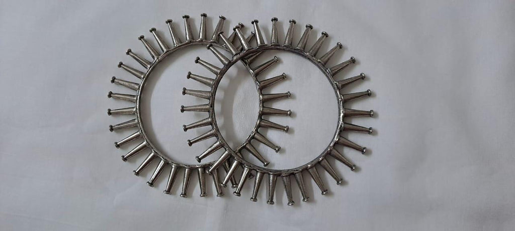 Traditional silver oxidised bangles