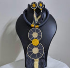 Exclusive thread necklace set with round pendant n matching earrings