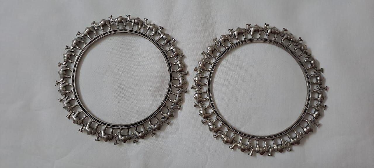 Traditional silver oxidised bangles