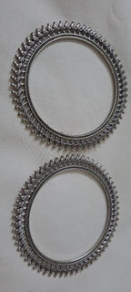 Traditional silver oxidised bangles with birds border.