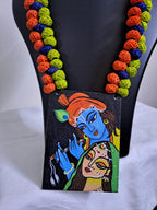 Handpainted fabric jewellery set with earrings