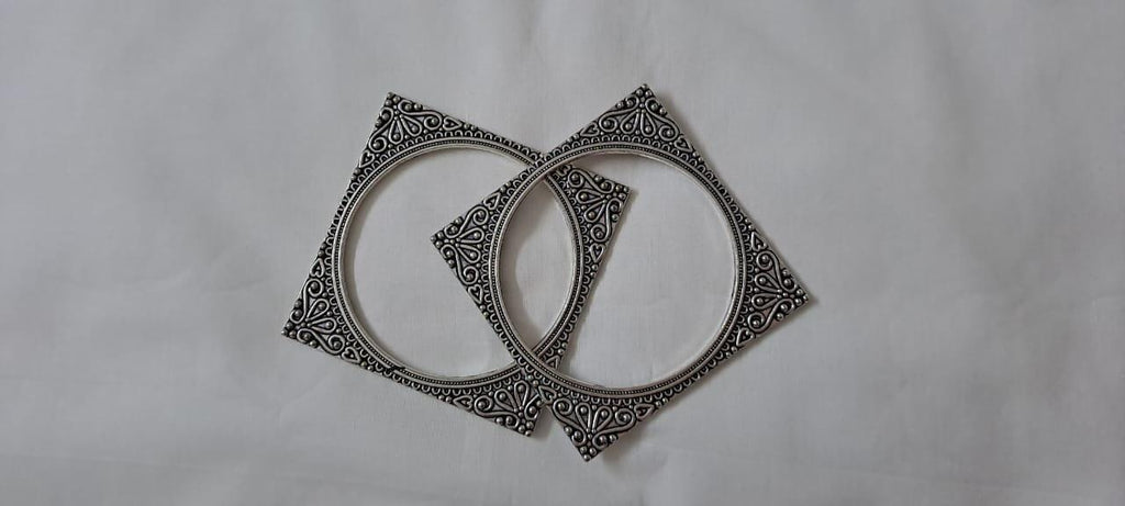 Traditional silver oxidised bangles