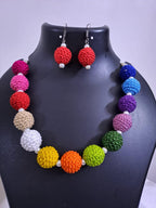 Thread beads necklace set with matching earrings