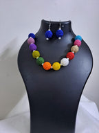 Crochet thread beads necklace set with matching earrings