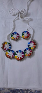Stunning handmade Kutch Glass work necklace with matching glass work earrings