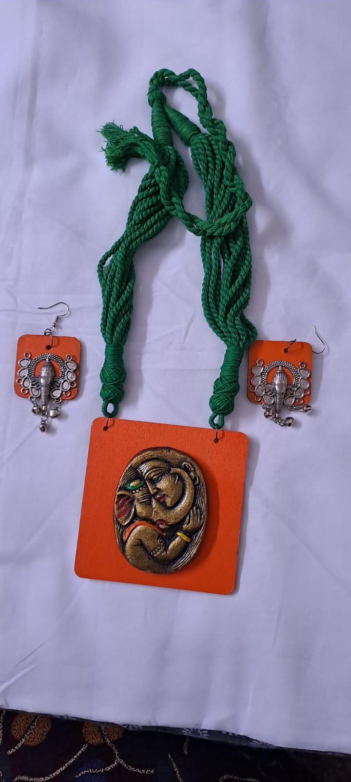 Terracotta Ganesha n Parvati necklace set
