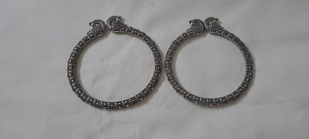 Traditional silver oxidised bangles