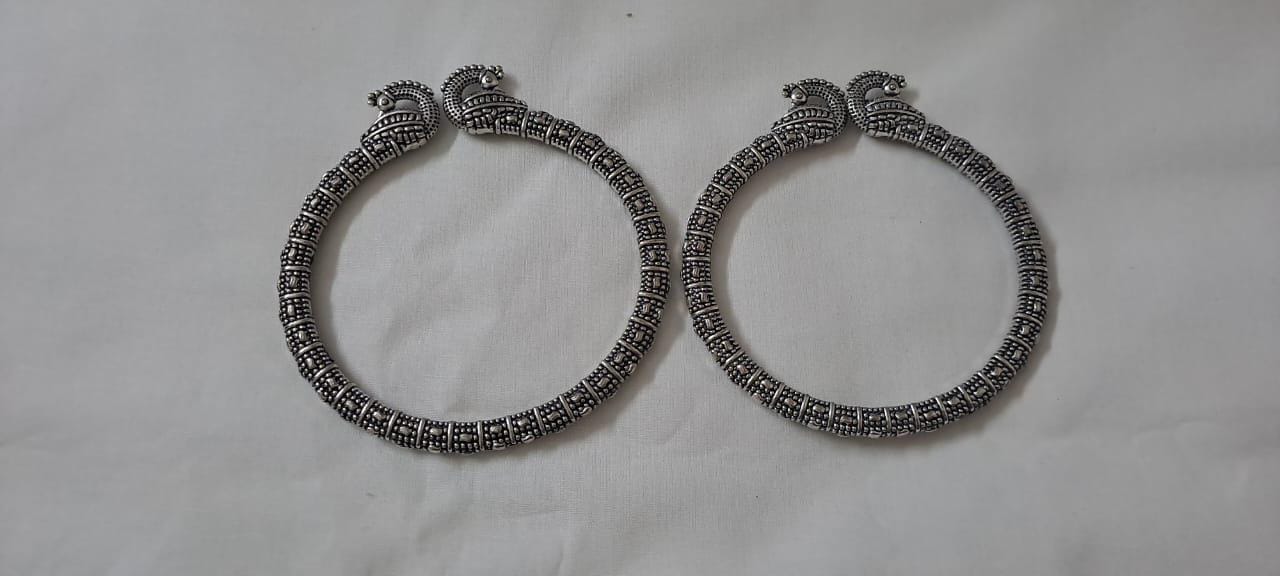 Traditional silver oxidised bangles