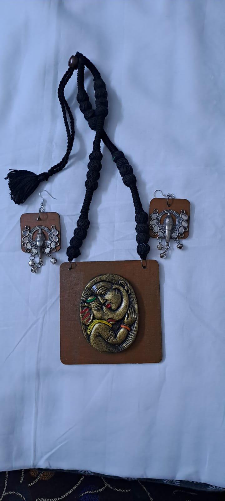 Terracotta Ganesha n Parvati necklace set