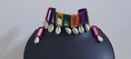 Handmade Kutch Glass work choker necklace with glass work earrings