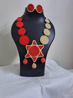Handmade crochet jewellery set with star pendant n matching earrings