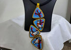 Thread necklace set with four steps bird pendant n matching earrings