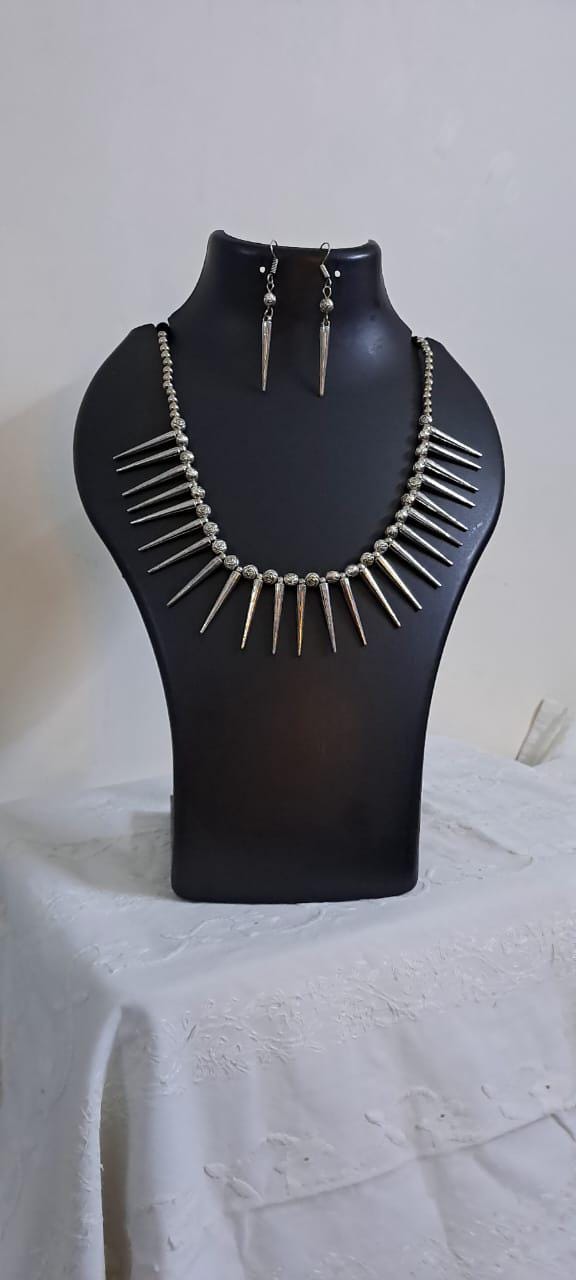 Combo offer for silver  and golden oxidised necklace set with matching earrings.
