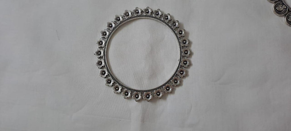Combo offer of 3 single traditional silver oxidised bangles
