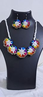 Stunning handmade Kutch Glass work necklace with matching glass work earrings