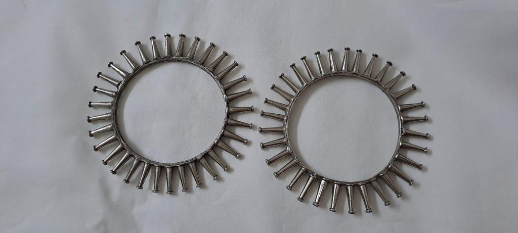 Traditional silver oxidised bangles