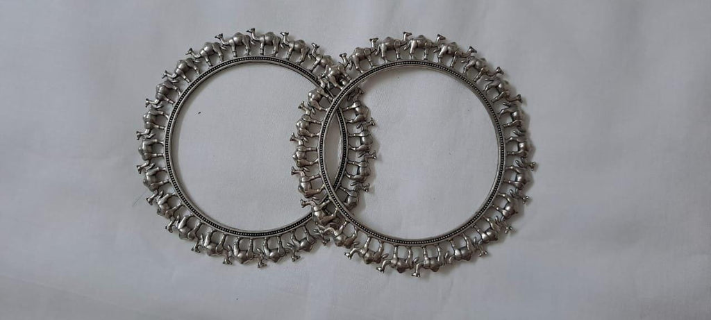Traditional silver oxidised bangles