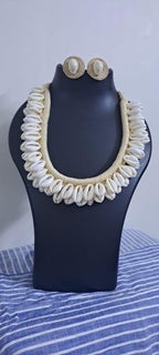 Exclusive jute n shell necklace and matching earrings