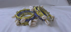 Yellow and blue colour traditional zari thread and kori bangles (set of 7 bangles)