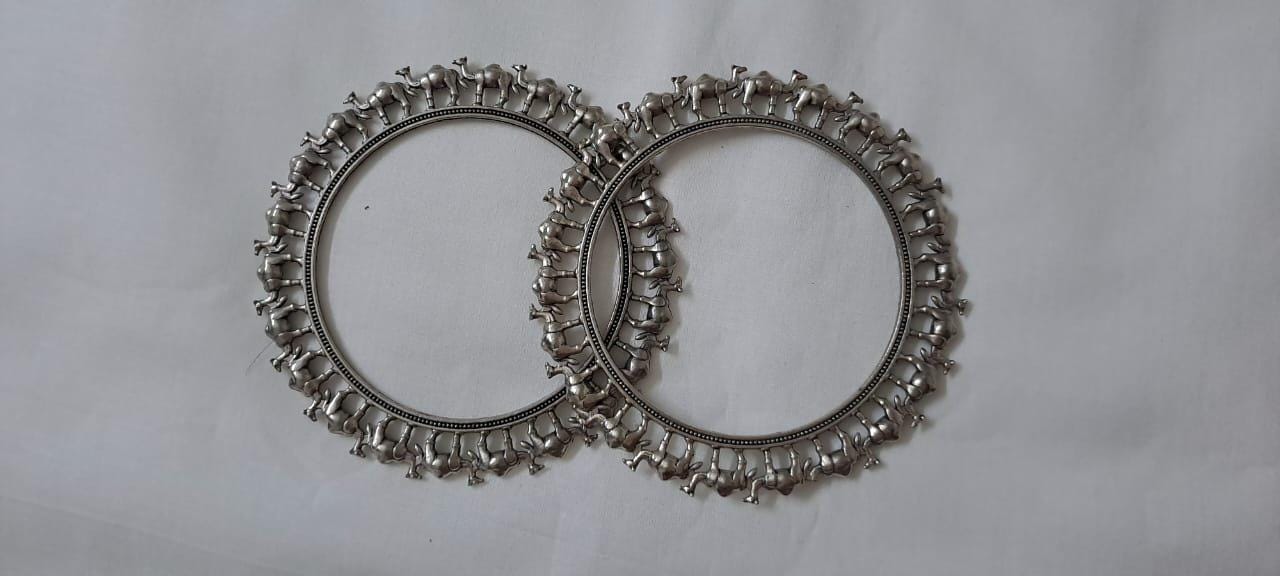 Traditional silver oxidised bangles