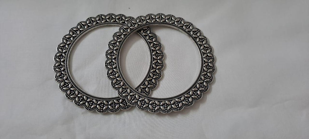 Traditional silver oxidised bangles