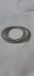 Traditional silver oxidised bangles with birds border.