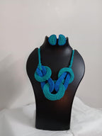 Celtic knot thread necklace with matching thread earrings.