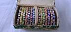 Multi colour traditional zari thread bangles with kundan (set of 14 bangles)