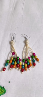 Multi colour thread fish pendant Jewellery. set with matching thread earrings