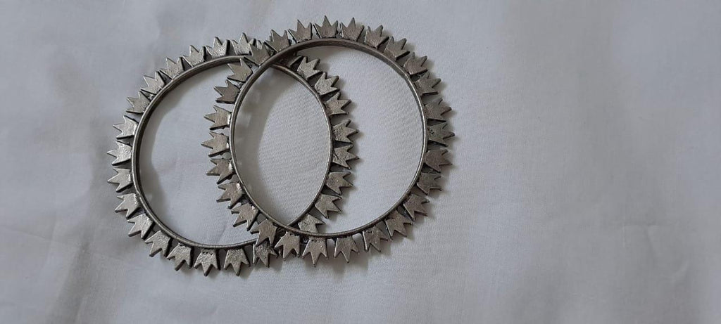 Traditional silver oxidised bangles