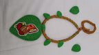 Exclusive light green and brown  thread necklace with leaf shaped  Ganesha pendant  and matching earrings.