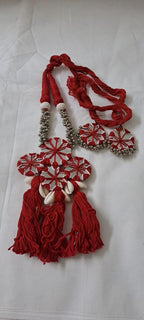 Stunning handmade Kutch Glass work necklace with matching glass work earrings