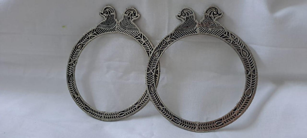 Traditional silver oxidised bangles