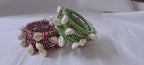 Red and green colour traditional zari thread and kori bangles (set of 10 bangles)
